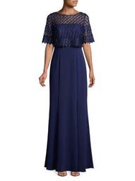 Embellished Lace Popover Gown