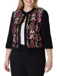 Plus Embroidered Mesh-Frame Jacket
