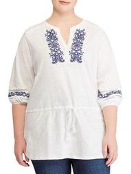 Plus Embroidered Cotton Top