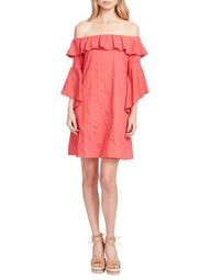 Plus Off-the-Shoulder Flounce Sleeve Dress