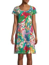 Plus Floral Short-Sleeve Nightgown