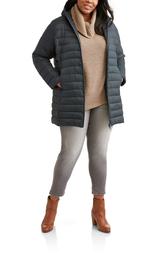 Swiss Tech Women's Plus-Size Long Hooded Puffer Jacket