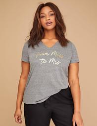 From Miss To Mrs Graphic V-Neck Tee