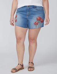 Girlfriend Denim Short - Poppy Embroidered