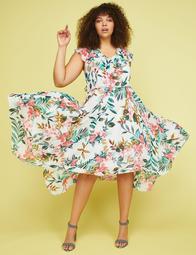 Floral Ruffle-Sleeve Woven Maxi Dress