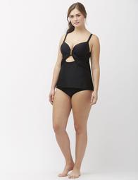 Cut-out swim tank with built-in plunge bra