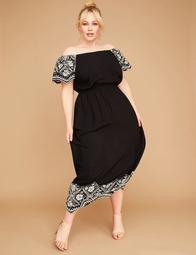 Embroidered Off-the-Shoulder Maxi Dress