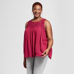 Women's Plus Size Lace Button-Back Sleeveless Top - Xhilaration™