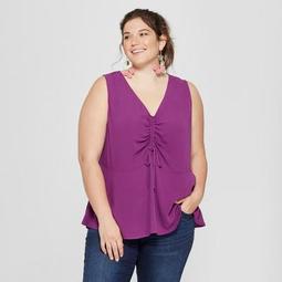 Women's Plus Size Sleeveless Ruched Top - Ava & Viv™ Purple