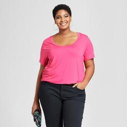 Women's Plus Size Perfect Short Sleeve T-Shirt- Ava & Viv™ Pink
