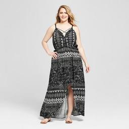 Women's Plus Size Floral Print High-Low Maxi Dress - Xhilaration™ Black/White