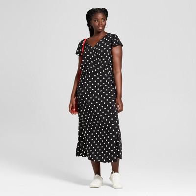 black and white polka dot maxi dress plus size