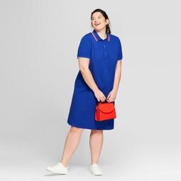 Women's Plus Size Polo T-Shirt Dress - Ava & Viv™ Blue