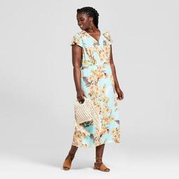 Women's Plus Size Floral Print Short Sleeve Maxi Dress - Xhilaration™ Blue