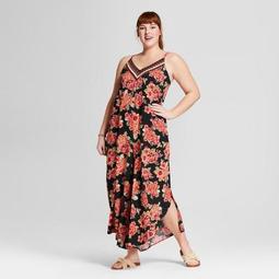 Women's Plus Size Floral Print Maxi Jumpsuit - Xhilaration™ Black