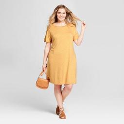Women's Plus Size Polka Dot T-Shirt Dress - Xhilaration™ Gold