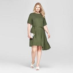 Women's Plus Size Asymmetric Dress - Ava & Viv™ Olive