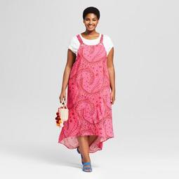 Women's Plus Size Swirl Print High-Low Tie Back Sundress - Ava & Viv™ Pink