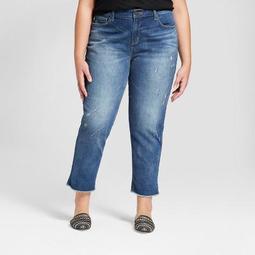 Women's Plus Size Roll Cuff Boyfriend Crop Jeans - Universal Thread™ Medium Wash