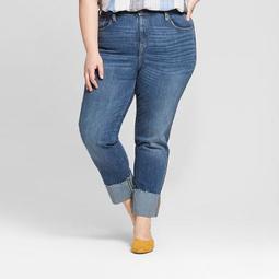 Women's Plus Size Roll Cuff Straight Jeans - Universal Thread™ Medium Wash
