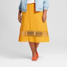 Women's Plus Size Midi Skirt with Lace Detail - Ava & Viv™