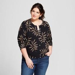 Women's Plus Size Printed Any Day Cardigan - A New Day™ Black/Cream