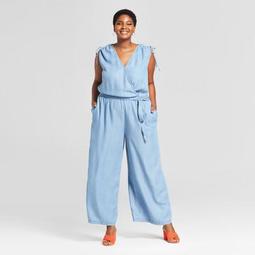 Women's Plus Size Chambray Jumpsuit - Ava & Viv™ Blue