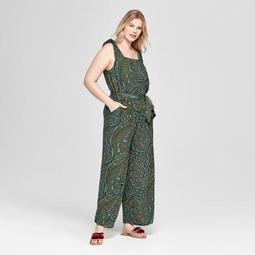 Women's Plus Size Printed Woven Jumpsuit - Ava & Viv™ Green