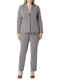 Plus Pinstriped Jacket and Pant Suit