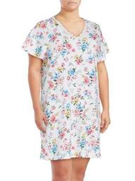 Plus Lace-Trimmed Floral Nightgown