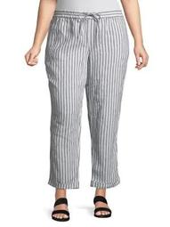 Plus Striped Linen Pants
