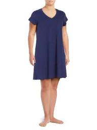 Plus Cap-Sleeve Cotton Nightshirt