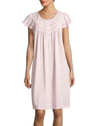 Plus Lace-Trimmed Printed Nightgown