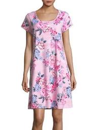 Plus Short-Sleeve Floral Nightgown