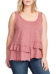 Plus Sarah Cotton Peplum Tank Top