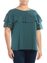 Plus Brynlee Lace-Trim Ruffle Top