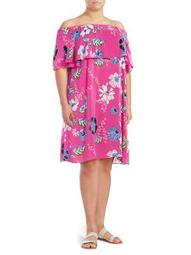 Plus Floral Off-the-Shoulder Dress