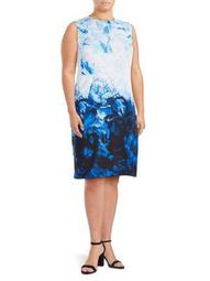 Plus Abstract Floral Sheath Dress