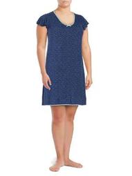 Plus Flutter-Sleeve Dotted Chemise