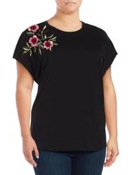 Plus Embroidered Cotton Tee