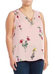 Plus Sleeveless Tropical Top