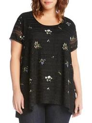 Plus Embroidered Lace Top