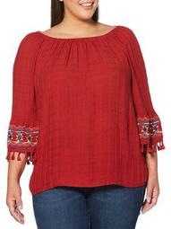 Plus Off-the-Shoulder Embroidered Top