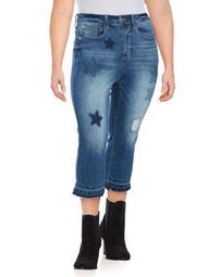 Plus Star Patch Capri Jeans