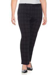 Plus Plaid Ponte Ankle Pants