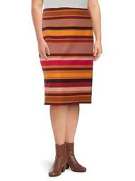 Plus Striped Pencil Skirt