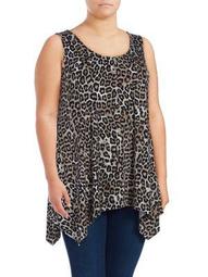 Plus Printed Sharkbite Hem Top