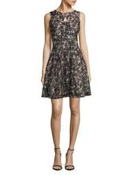 Plus Floral Lace Fit-and-Flare Dress