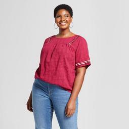 Women's Plus Size Short Sleeve Embroidered Top - Ava & Viv™