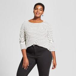 Draped Striped Long-Sleeve Shirt